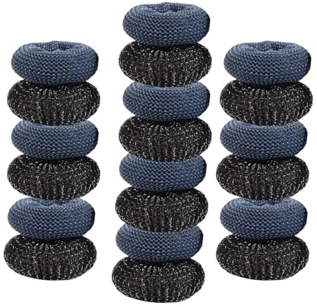 AMCEDE 10 Stück Stahlwolle Spüler Reinigungsschwamm 10 Stück PET-Kugeln Topfreiniger, Dish Washing Brush Geschirrbürste Schrubber wie Herde, Töpfe, Dunstabzugshauben usw.