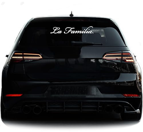 Auto Aufkleber La Familia Tuning Sticker für Familienauto Familienkutsche Heckscheibe Frontscheibe Karosserie Wohnmobil Bus Motorrad (Matt Weis)