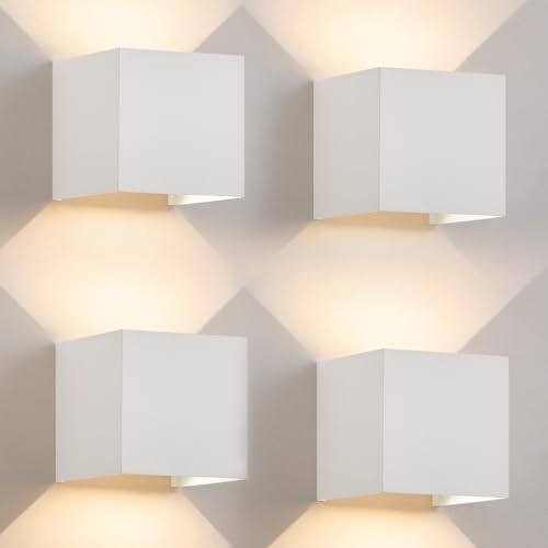 Kowanie LED Wandleuchte innen Wandlampe: 4er Set Aussen Wandbeleuchtung Weiß Up Down Außenwandleuchten 5W IP65 Wasserdicht Außenlampe Wand Warmweiß Flurlampe Aussenlampe für Treppenhaus Hauswand