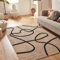 Nazar Palmateppich, Natur, Jute-Look, Naturteppich für Wohnzimmer, Schlafzimmer, Flur, Boho-Teppich, Naturfarbe (9494 schwarz, 160x230 cm)