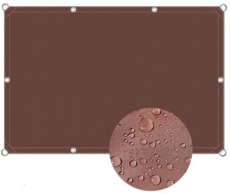 Tenda a vela Impermeabile Rettangolare 3x5m, Awnings Idrorepellente,Ombra,Anti UV Vela Parasole Rettangolare con Fascette e Funi per Giardino, Balcone, Piscina - Marrone