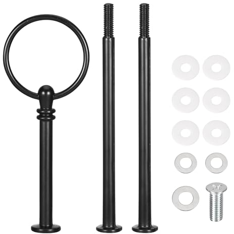 sourcing map 1 Set Cake Tray Stand Handle Cupcake Dessert Plate Hardware Fitting Holder Rod Stand Handle for Cake Stand Wedding Party, 3-Tiers Round Black