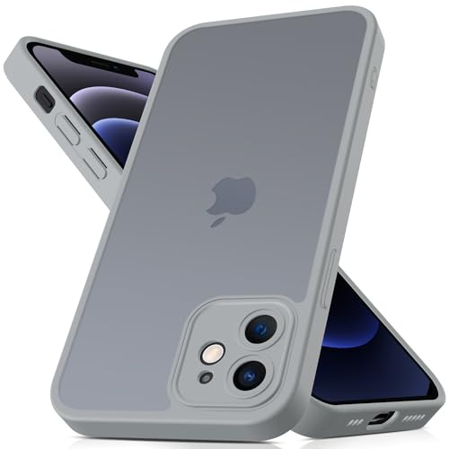 Mootobo for iPhone 12 Case 6.1 inch, Military-Grade Protection 360° Full Body Frosted Translucent Back Phone Cover, Anti-Fingerprint Slim Shockproof Phone Case for iPhone 12 – Grey