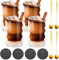 Latte Macchiato Gläser 400ml 4er pack mit Löffeln und Untersetzern Thermogläser Doppelwandig Cappuccino Gläser Spiralförmig Kaffeegläser für Cappuccino, Latte, Tee, EIS, Iced Americano, Saft