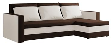 FORNIRO 24 Loft Ecksofa mit Schlaffunktion und Bettkasten - Sofa mit 3 Sitzen und Robustem Überzug - Universal Schlafcouch L-Form - Modern Couch - 225x130x75 cm - Braun-Beige