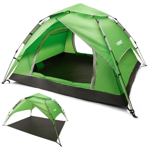 Yorbay 2 in 1 Pop Up Camping Zelte, doppelwandig Wasserdicht UV-Schutz Kuppelzelte Wurfzelte für Familie, Trekking, Outdoor, Festival (Hellgrün, L)