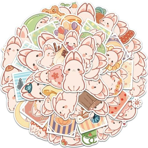 50 Stück rosa Hasen-Aufkleber für Mädchen, Cartoon-Desserts, Kaninchen, Aufkleber zum Selbermachen, Laptop, Notebook, Gitarre, Schreibwaren
