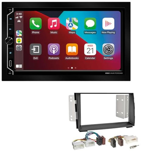 ESX VMX700DAB 2-DIN Autoradio kompatibel mit Wireless Apple CarPlay Android Auto Bluetooth DAB+ passend für KIA Venga ab 2009 schwarz