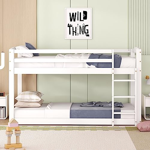 Goeria Etagenbett 90x200cm, für Kinder und Jugendliche, Kinderbett, Rahmen aus massiver Kiefer, einfach zu montieren (Weiß)