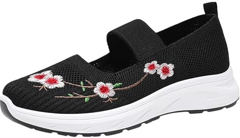 Generico Scarpe Donna Estive Leggere Donna Sneakers Estive Scarpe Ortopediche morbide da Donna in Tessuto Traspirante Scarpe da Passeggio Slip on in Schiuma Scarpe Pianta Larga Donna (Black, 41)