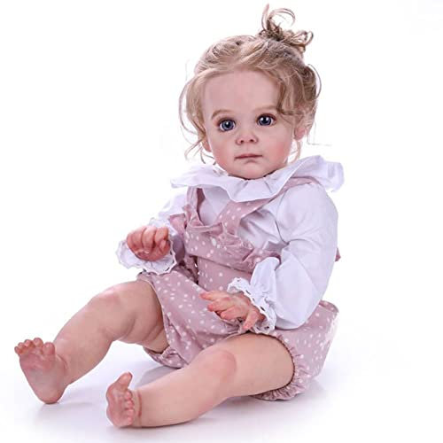 truly soft Realistica Reborn-Baby Bambole da 20 pollici Reborn Baby Morbido Silicone Vinile Realistico Bambola Neonata Con ricci e abito estivo