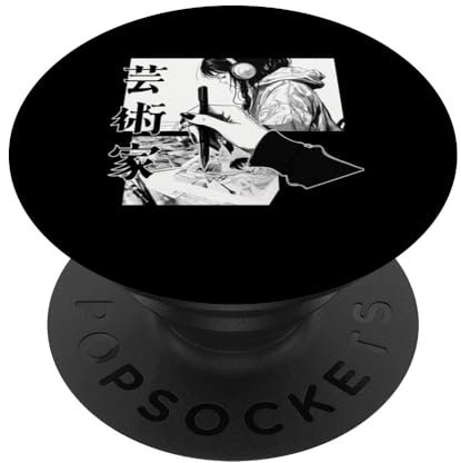 Manga Artist Girl Mangaka Drawing Japanese Anime PopSockets Adhesive PopGrip