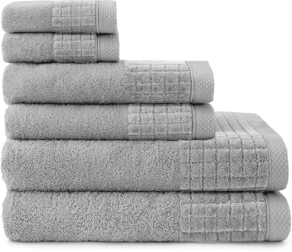 ZWOLTEX - Handtuch und Badetuch Paulo Satz, 6 Stück Satz: 2X 30x50, 2X 50x100, 2X 70x140 cm, Duschtuch Handtuch 100% Baumwolle, Sauna Badetuch Groß, Strandhandtuch, Bath Towel - Hellgrau