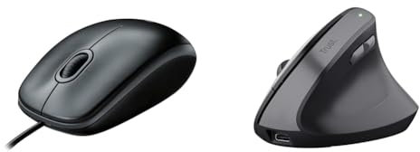 Logitech B100 Souris Filaire & Trust Yuno Souris Ergonomique sans Fil,