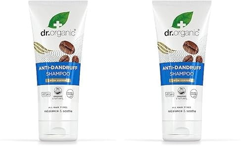 Dr Organic Coffee Anti-Dandruff Shampoo, Healthy Scalp, Mens, Womens, Natural, Vegan, Cruelty-Free, Paraben & SLS-Free, Recycled & Recyclable, Organic, 200ml, Packaging may vary (Pack of 2)