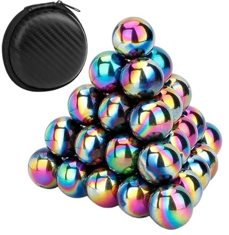 SHENGYIG Magnetperlen, 22 Stuck Magnet Kugeln Bunt, 20mm Magnetische Kugeln mit Schwarzer Runder Aufbewahrungstasche, fur BüRo, Anti Stress Spielzeug Erwachsene