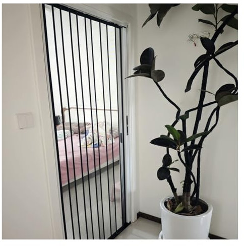 Retractable Screen Door, Accordion Doors Interior Invisible Metal Fold Sliding Screen Mesh Door with Heavy-Duty Aluminum Frame, for Kitchen Office Restaurants Garden((47x80in)119.4x203.2cm)