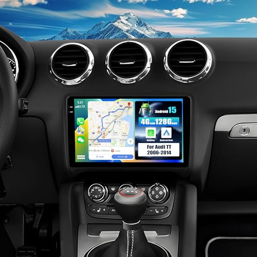 SIXWIN 4+128G Android 15 Radio Coche para para Audi TT 2006-2014 con CarPlay&Android Auto,9 Pulgadas Pantalla Táctil con Bluetooth/WiFi/GPS/FM/RDS/USB+AHD Cámara