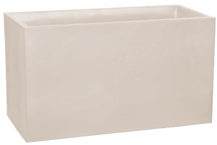 EDA - Muret Volcania 116 L - Décor Imitation Pierre - Utilisable à l'Intérieur et à l'Extérieur - Zone de Rétention d'eau pour Limiter l'Arrosage - 99,5 x 39,5 x 60 cm - Beige Calcaire