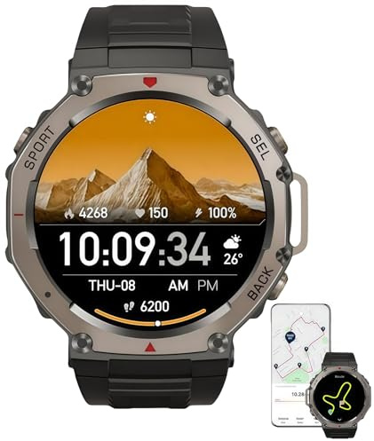 AAFGVC Sekoda GPS Smartwatch Dual Frequency, Doble Frecuencia 6 Satélites, 170+ Modos Deportivos, Frecuencia Cardíaca SpO2, 15 Días Batería, Resistente al Agua (Negro)