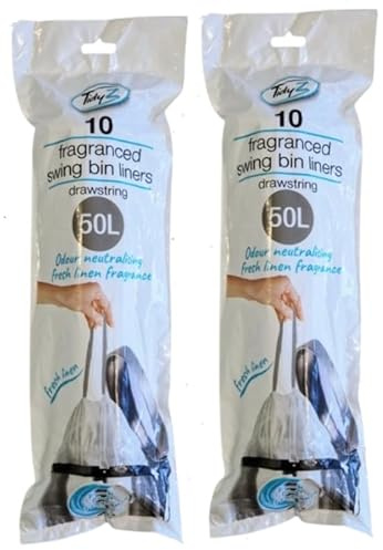 HOUSEMANN Tidyz Fragranced Drawstring Swing Bin Liners, 50L, Fresh Linen, 20 Pack