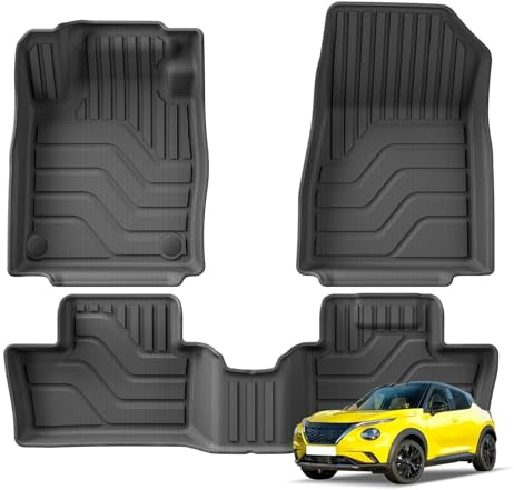 Bandeja Maletero para Nissan para Juke para Combustible 2020-2024 Alfombrillas Coche Forro Carga Almohadilla Maletero TPE Alfombrilla Pie 3D Todo Clima Negro(LHD 3PCS)