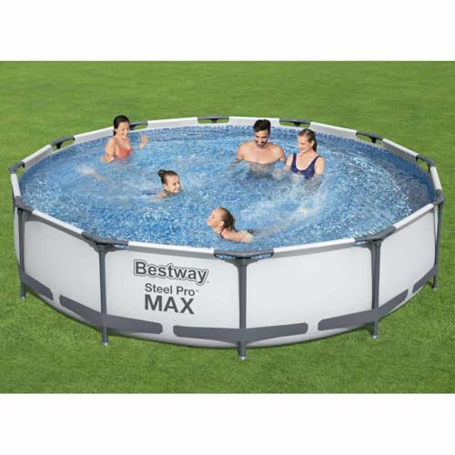 Kaloriko Ensemble de Piscine Tubulaire Bestway Steel Pro Max 366 x 76 cm, Cadre en Acier résistant à la Corrosion, Bassin Rond pour Jardin, Pompe de Filtration 1249 L h, rustine Incluse été Famille