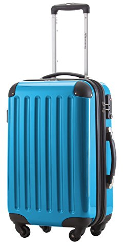 HAUPTSTADTKOFFER Alex - Handgepäck, 55 x 38 x 23 cm, 4 Rollen, 42 Liter, Reisekoffer, Hartschalenkoffer, Rollkoffer, Bordgepäck Koffer, erweiterbar, Cyanblau