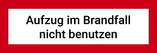 Aufkleber Aufzug im Brandfall nicht benutzen Folie 5,2 x 14,8 cm gemäß DIN 4066/VDI 6017 (Fahrstuhl, Feuer, Notfall) wetterfest