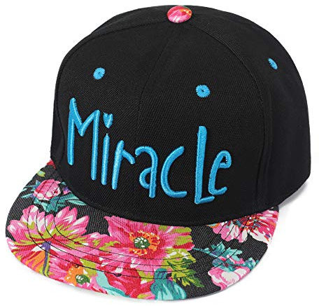 ZLYC Baseballkappe, Unisex, verstellbar, mit Wort bestickt, Blumenmuster, Snapback - Schwarz - Einheitsgröße