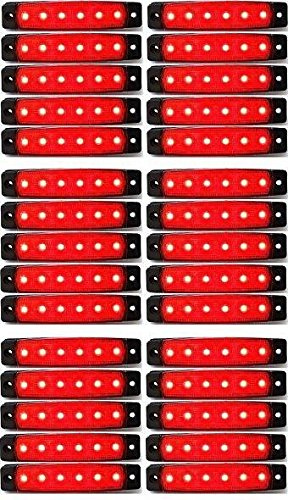 30 x LED Seitenmarkierungsleuchten 24 V rot Marker Lichter für LKW Wohnwagen Wohnmobil