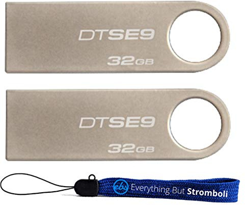 Kingston (TM) Digital DataTraveler SE9 32GB USB 2.0 (DTSE9H/32GB) 32GB (2 pack) Flash Drive Pen Drive - w/ (1) Everything But Stromboli (TM) Lanyard