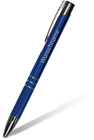 Personalisierte Kugelschreiber Chicago Stift Schriftzug inkl. individueller hochpräziser Lasergravur in Blau 1 bis 500 Stück Menge Konfigurierbar