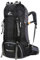 Bseash 60L Wasserdichter leichter Wanderrucksack mit Regenschutz, Outdoor Sport Tagesrucksack Multifunktions Reisetasche für Klettern Camping Reisen (Schwarz)