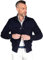 D'Arienzo Bomber in Pelle Uomo Blu Renna Camoscio Scamosciato Vera Pelle Giacca Primavera Giubbotto Alex Bottoni 48/Blu
