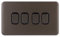 Schneider Electric Lisse Screwless Deco - 4 Gang 2 Way Light Switch, 10AX, GGBL1042BMB, Mocha Bronze with Black Insert