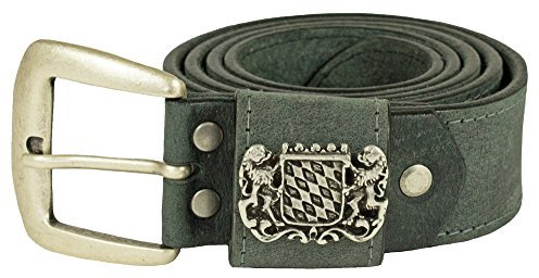 Trachtengürtel mit Dornschnalle und Bayernwappen - Dunkelgrau 120 cm