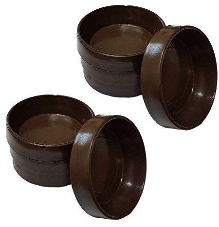 Brown Castor Cups 52mm Protect Wooden, Laminate, Tiled Floors and Carpets from Wheel Damage and Scratches caused by Chair, Bed, Sofa and Table Legs (8, Large)