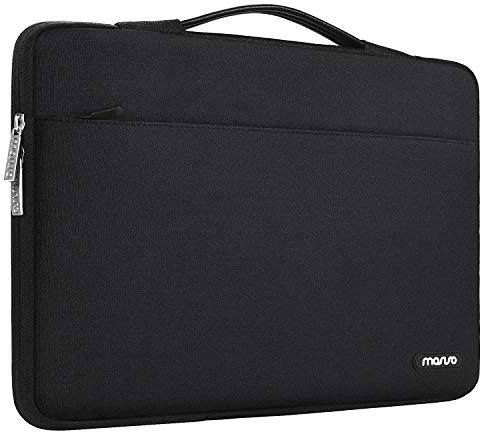 MOSISO 360 Schützende Laptop Hülle Tasche Kompatibel mit MacBook Air/Pro,13-13,3 Zoll Notebook, Kompatibel mit MacBook Pro 14 M3 M2 M1 2024-2021,Polyester Sleeve mit Trolley Gürtel,Schwarz