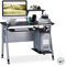 Relaxdays Tavolo in Vetro per Computer, Ripiano Tastiera & Scomparto per PC, HLP: 98x105x55 cm, Moderno, Nero