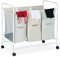 Relaxdays Separador de la colada, Tres compartimentos, Con ruedas, 100L, 76 x 80 x 46 cm, 1 Ud., Beige