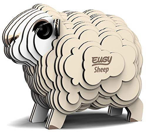 EUGY EH-018 Schaf 3D-Puzzle, Weiss/opulenter Garten