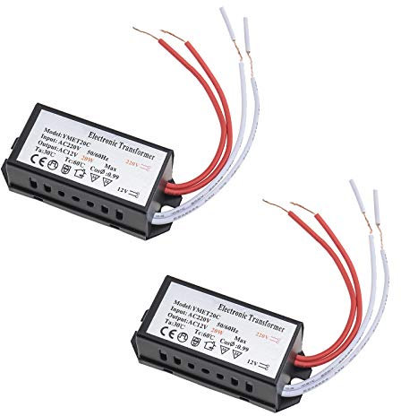 2x AC 220V à 12V Transformateur Électronique LED Convertisseur de Tension de Pilote d'alimentation pour Ampoules Halogènes Lampe à Quartz avec Certification CE