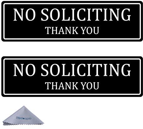 Wisdompro 2 Pack No Solicting Sign, Acrylic No Soliciting Sticker for House, Home and Business, Self Adhesive Indoor/Outdoor Sign - 8.26 x 2.36 Inches