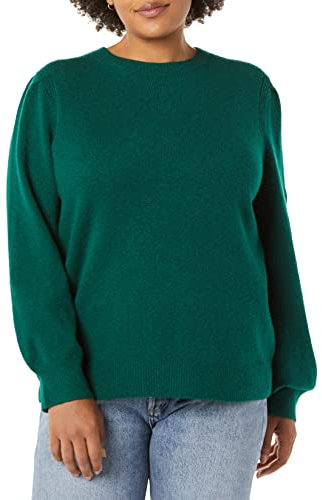 Amazon Essentials Maglione Girocollo con Spalle Plissettate Morbido al Tatto Donna, Verde Scuro, XXL