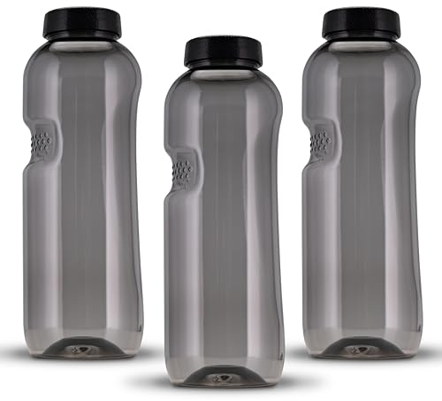 Kavodrink 3 x Tritan Trinkflasche 0,75L Wasserflasche schwarz Sportflasche BPA frei Flasche 750ml