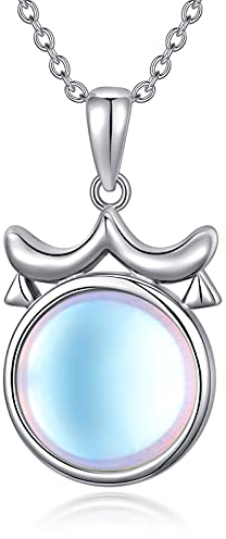 MUUYON Waage Mondstein Halskette 925 Sterling Silber Sternzeichen Anhänger Halskette für Frauen Mama Freundin