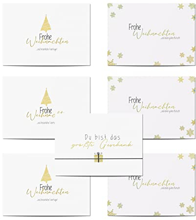 myDreamwork® 7er Set Weihnachtskarten | Weihnachtskarten Set | Weihnachtspostkarten | Postkarten Weihnachten | Christmas Cards | 7 Stück mit Gold veredelt