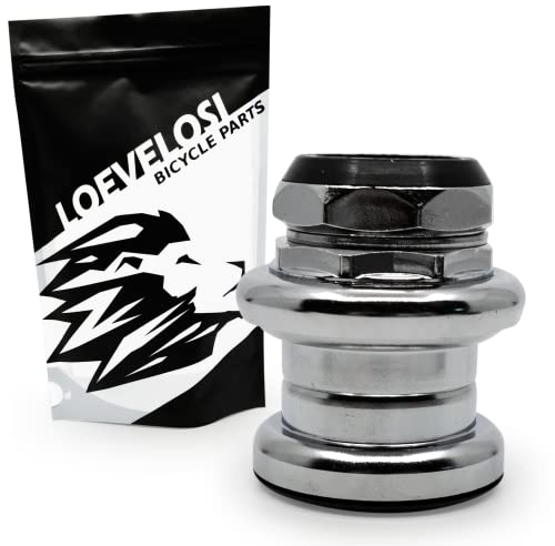 LOEVELOSI Fahrrad Steuersatz 1 Zoll Chrom Rennrad Gewinde Lagersatz Retro Steuerkopf Lager 1 Silber Bicycle Headset