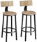 tectake® 2er Set Barhocker mit Lehne, Hocker Holz, Bistrohocker Industrial, Tresenhocker, Vintage Barstühle, Barstühle mit Fußstütze und Rückenlehne, Hocker hoch - Industrial Holz hell, Eiche Sonoma